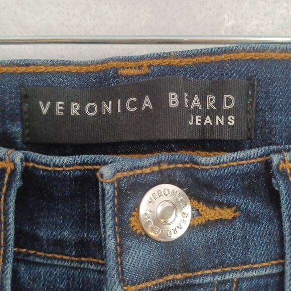 Veronica Beard Carolyn 10" Baby Boot Size 25 Dark Sea Fray Crop Blue Jeans NEW - Picture 7 of 11
